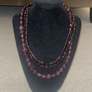 Express purple beaded necklace with Silver Clasp 16.5"